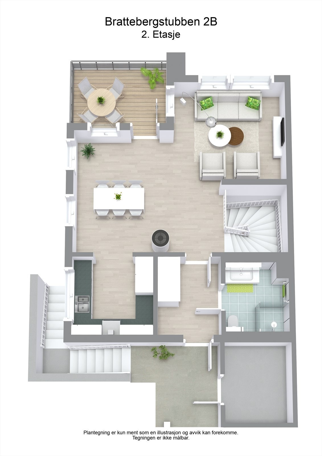 3 D plantegning 2. etasje Galleribilde