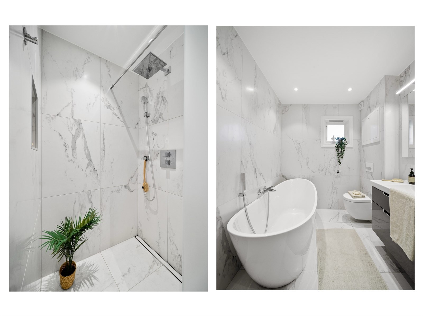 Bl.a. rainshower, designslukrenne, innfelt nisje m.m. Galleribilde