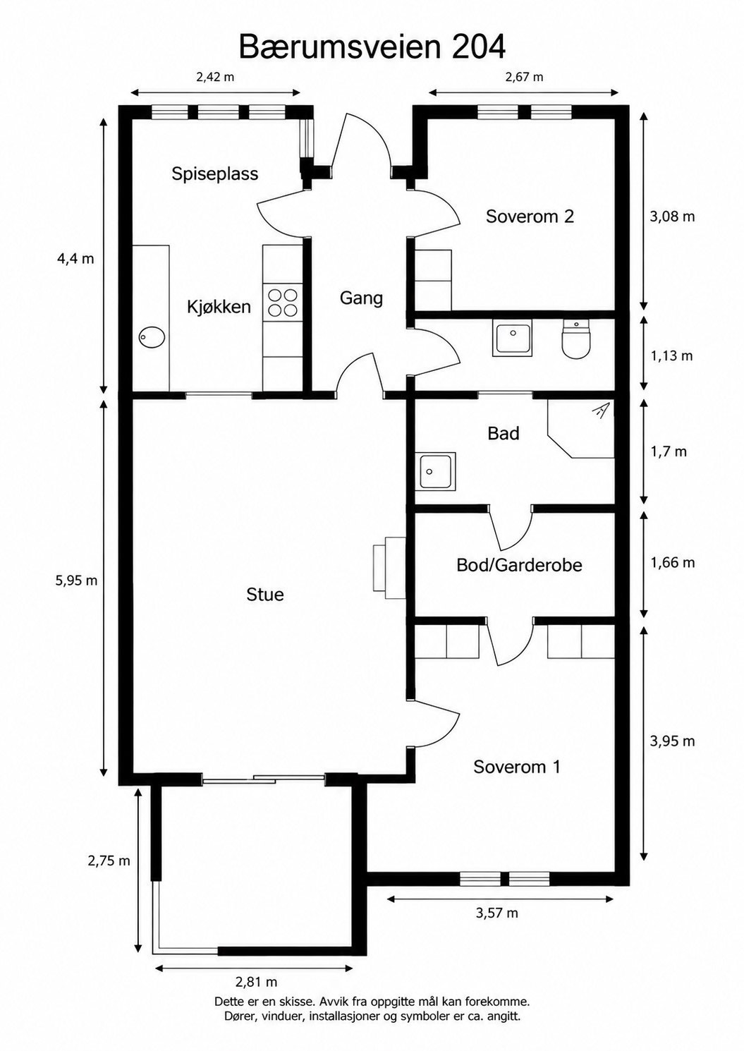 Bærumsveien 204 - Plantegning. Galleribilde