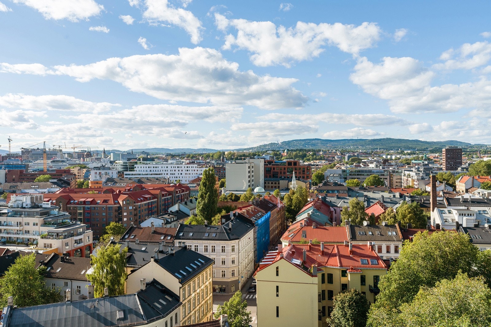 Utsikt mot Holmenkollen med fantastiske solnedganger Galleribilde