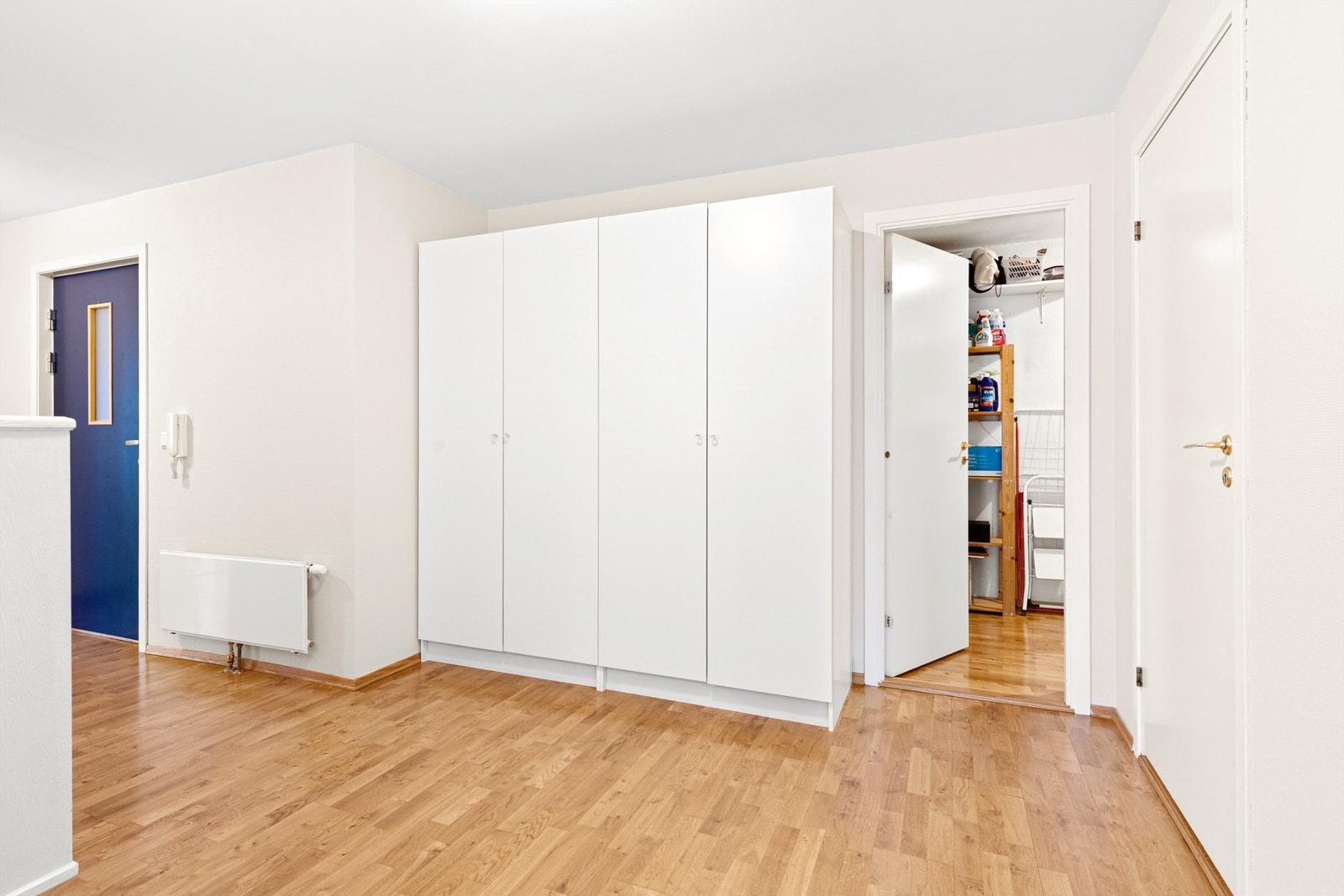 Fra gangen er det inngang til en innvendig bod. God plass til garderobe i gangen. Galleribilde