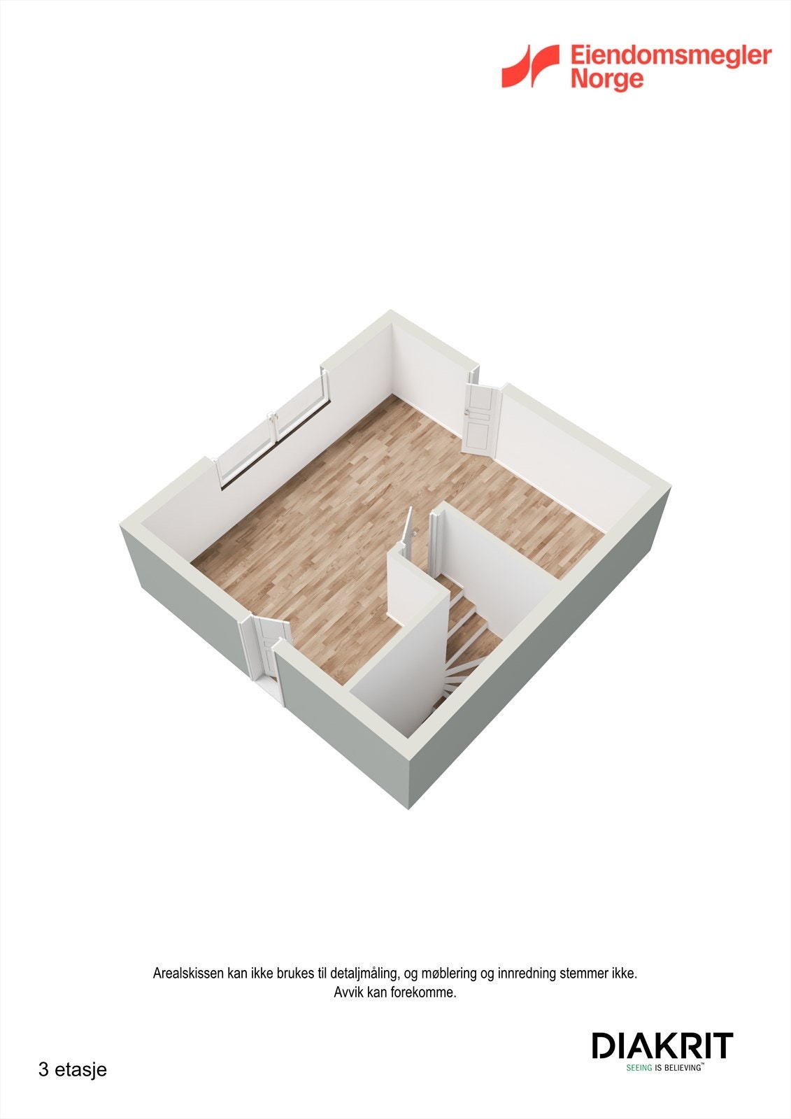Plantegning 3. etasje 3D Galleribilde