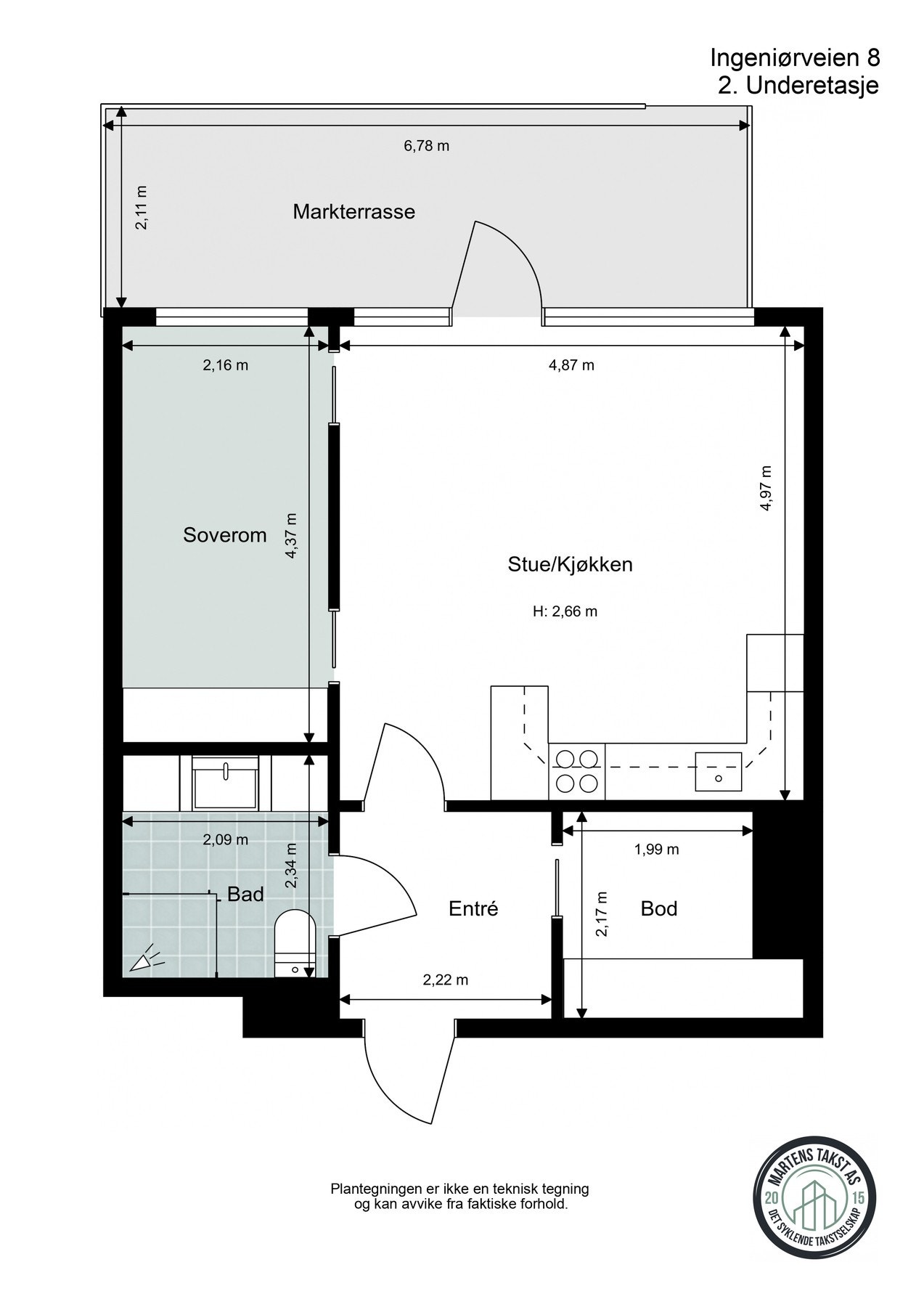Leiligheten har en smart planløsning - totalt 51 kvadratmeter Galleribilde