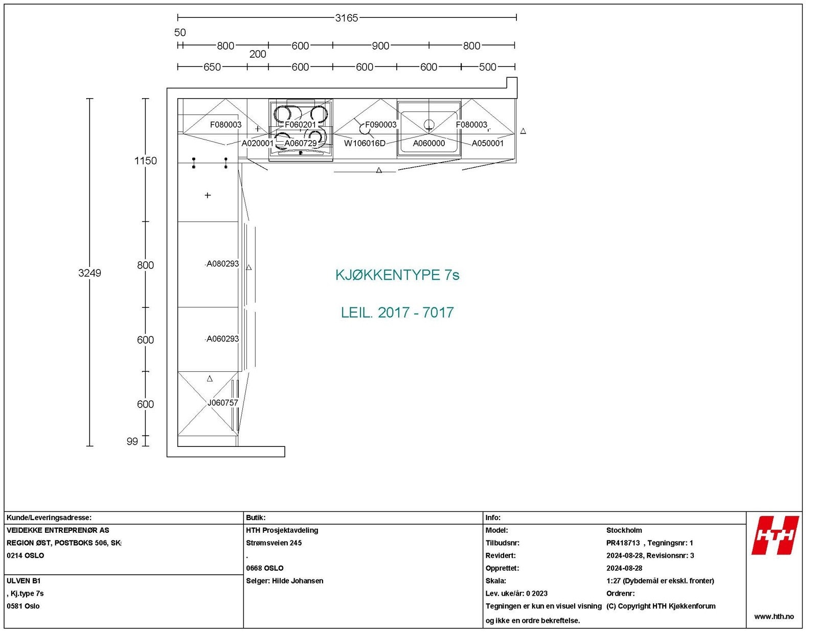 Kjøkkentegning for leilighet 2017 i Søtkirsebæret borettslag, kj.type 7s, Side 2 Galleribilde