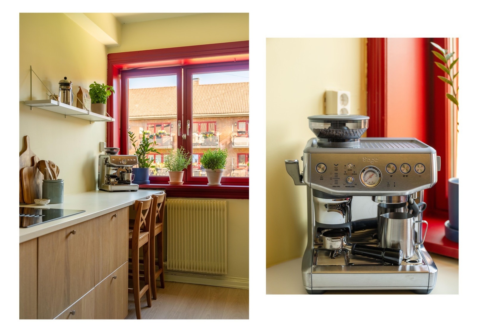 De store vindusflatene gjør kjøkkenet lyst og luftig, og skaper den perfekte rammen rundt morgenkaffen. Galleribilde