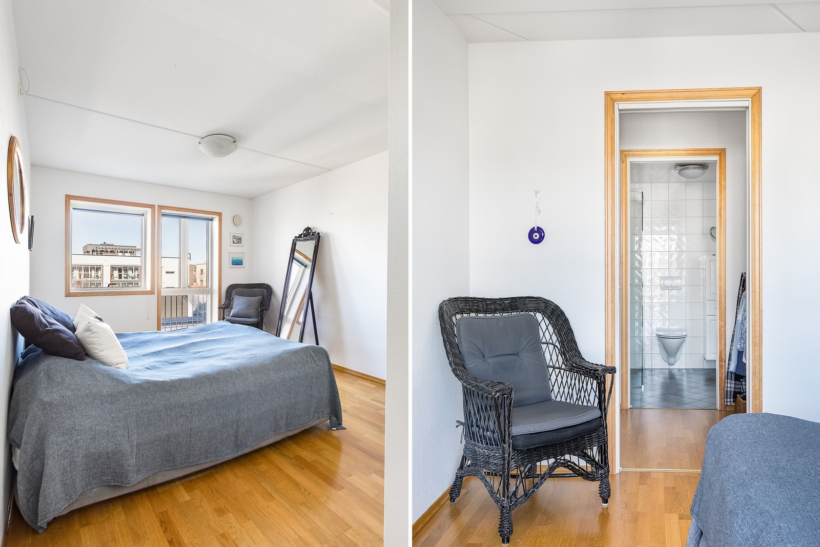 Hovedsoverommet har egen forbindelse til badet via walk-in closet. Galleribilde