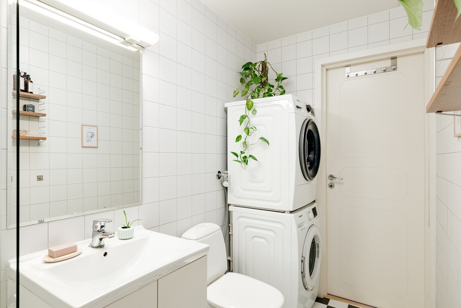 Det er plass/opplegg til både vaskemaskin og tørketrommel. Galleribilde