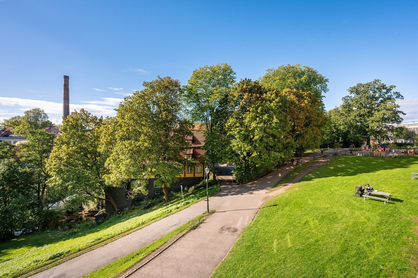 Stiene langs Akerselva starter så og si rett utenfor døra - så her kan du spasere fritt helt ned til bylivet i Bjørvika, eller opp Nordmarka Galleribilde