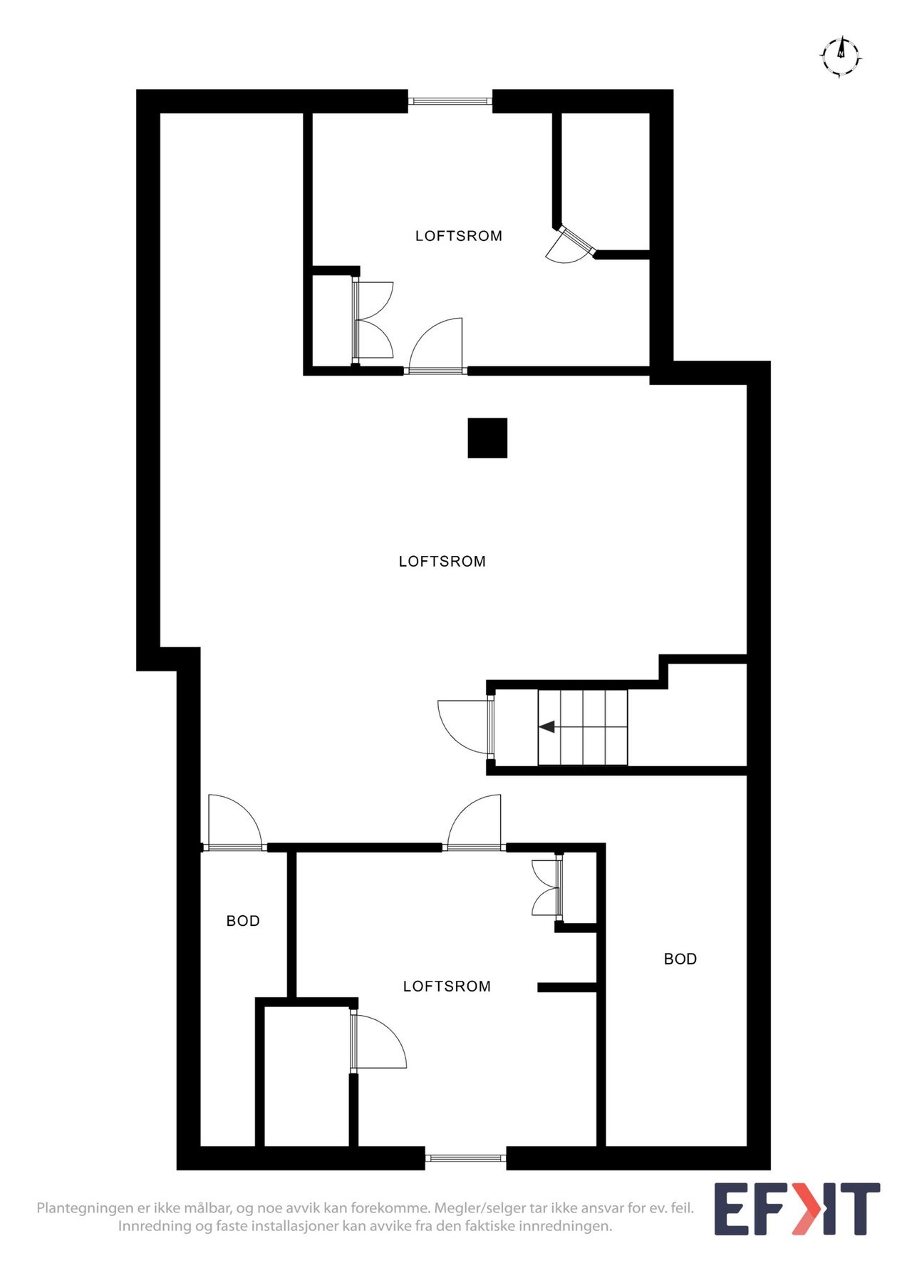 Planskisse loft - nb, det er ikke byggemeldt innredning av denne etasjen. Galleribilde