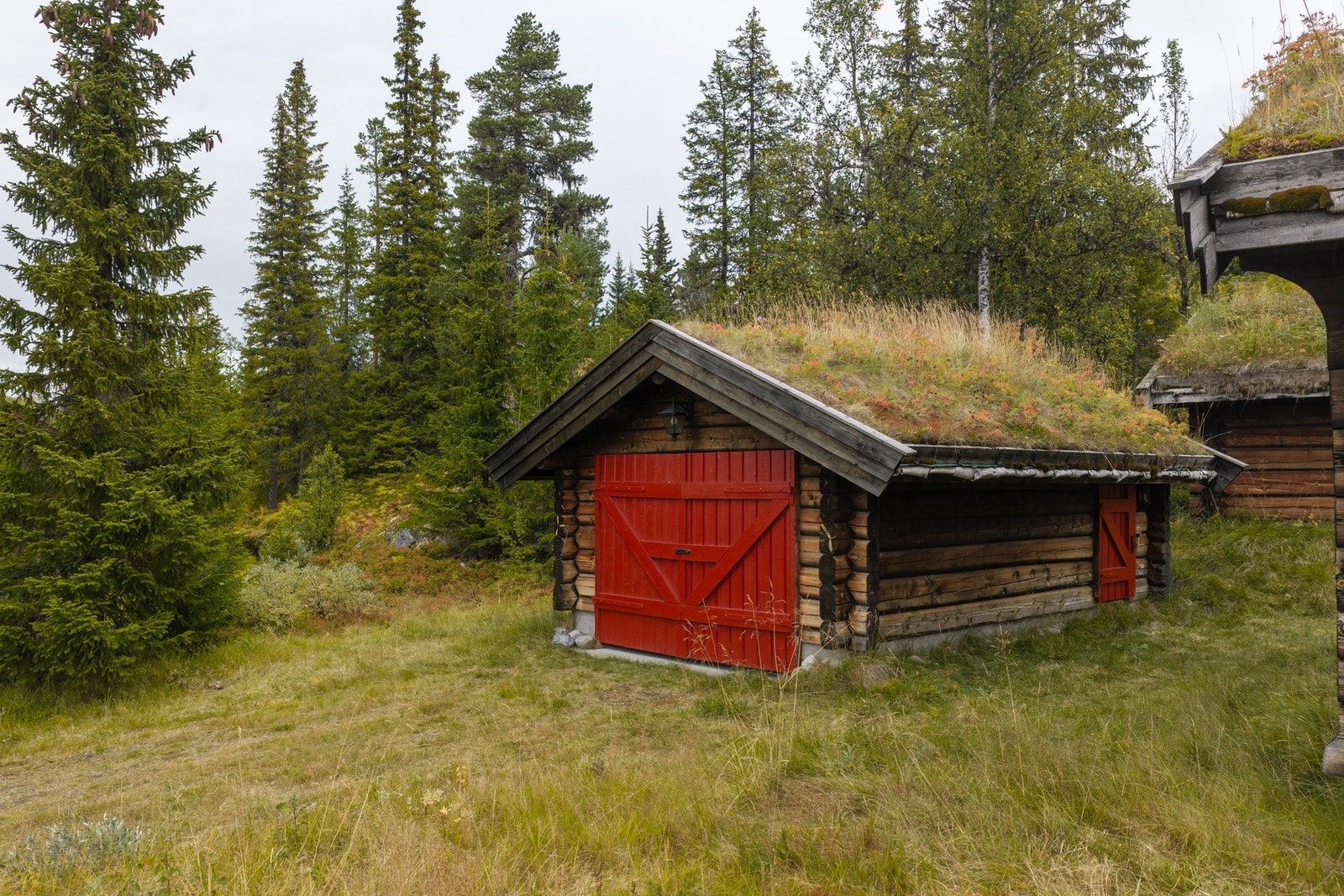Garasjen gir god plass til parkering og praktisk oppbevaring av turutstyr, ved og annet utstyr som hører hyttelivet til. Galleribilde