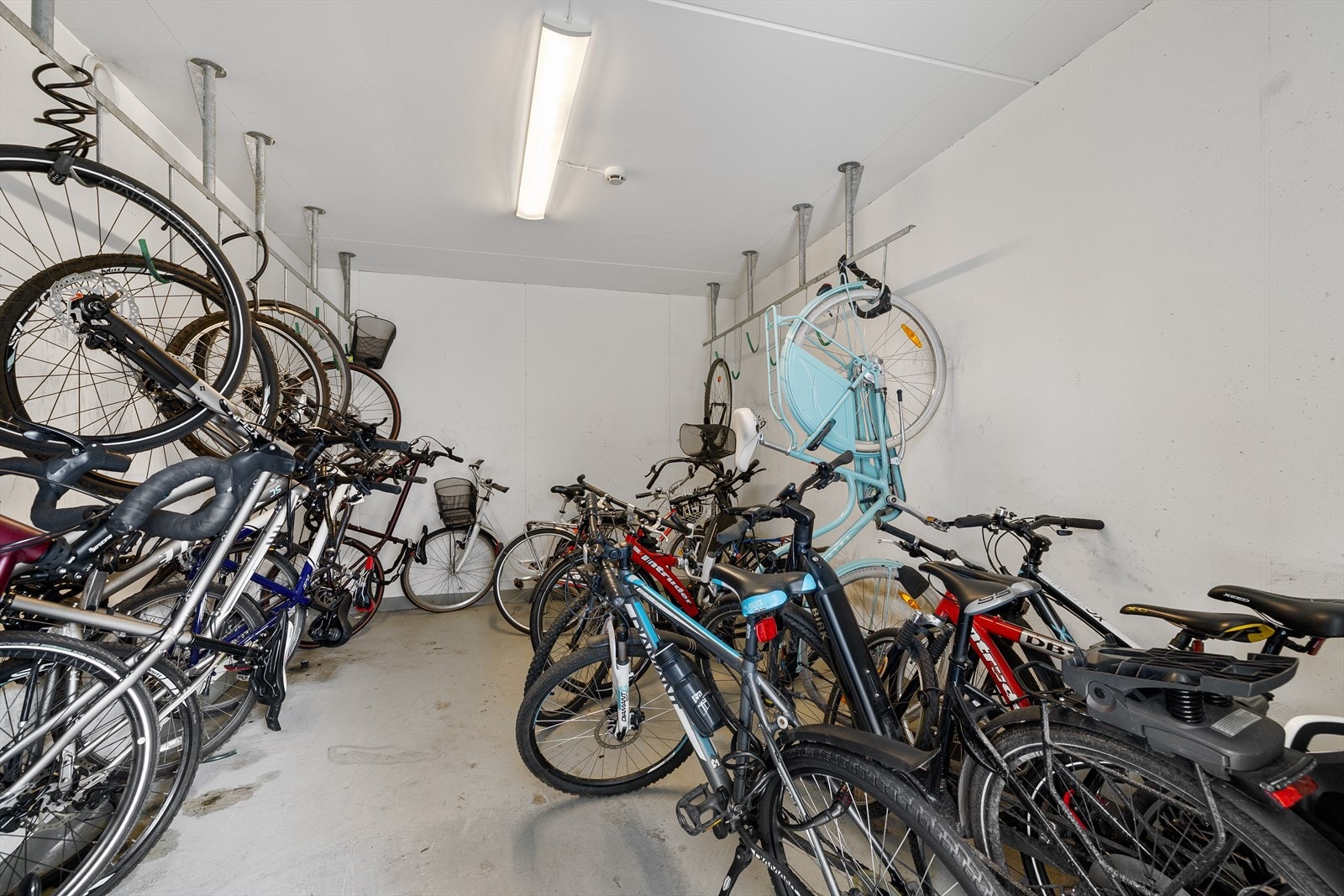 Sameiet har en stor og praktisk sykkelbod. Galleribilde