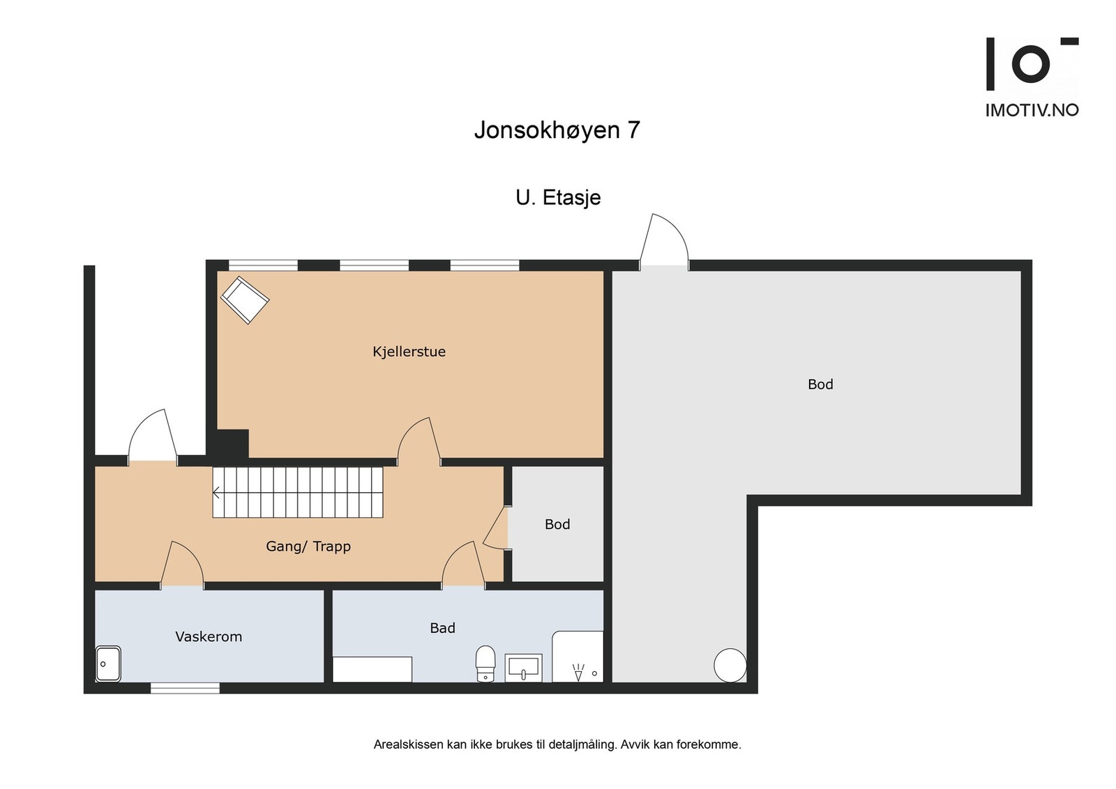 Plantegning underetasje - BRA: 58 kvm - TBA: 33 kvm Galleribilde