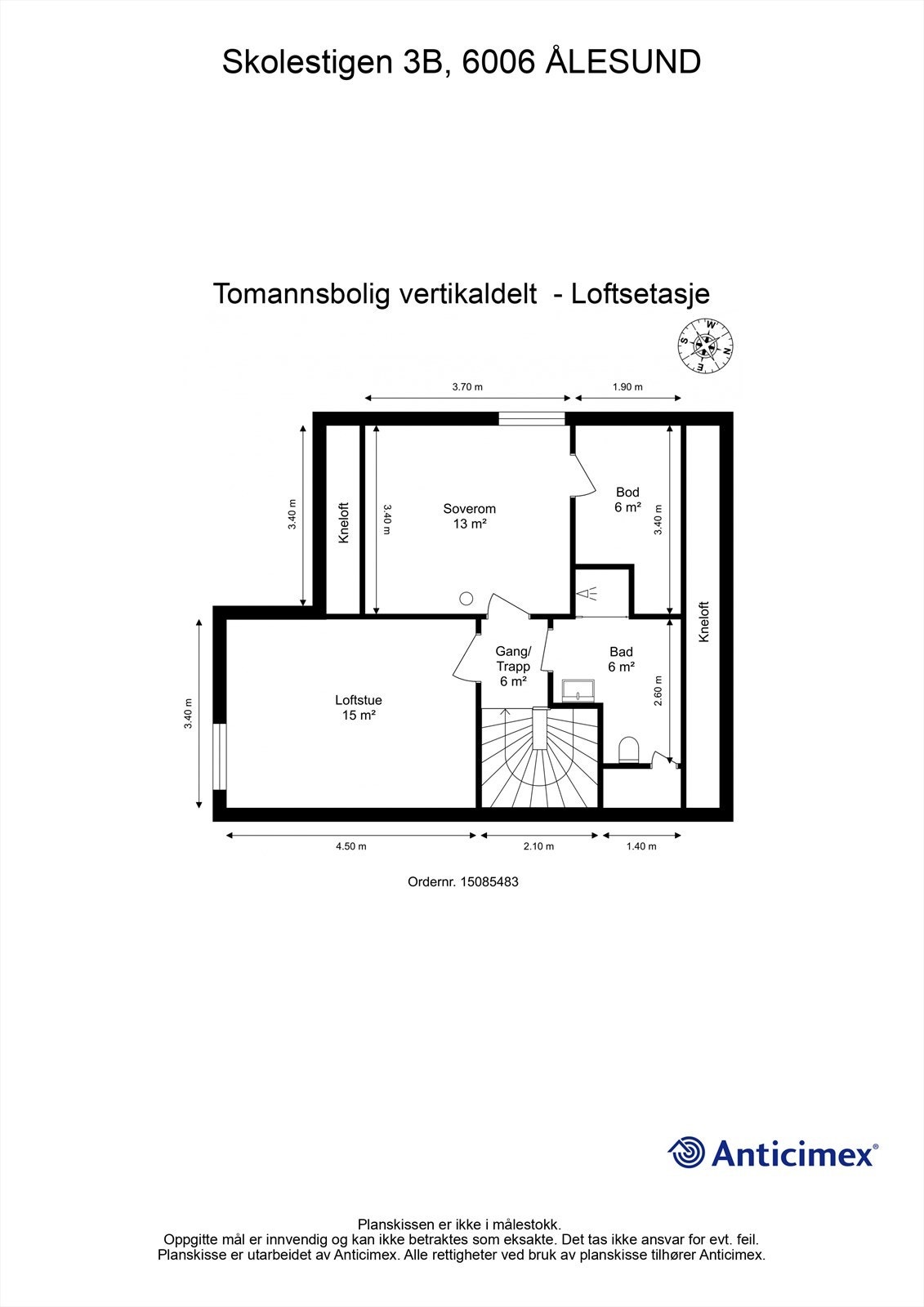 Plantegning 2.etasje (Loftsetasje) Galleribilde