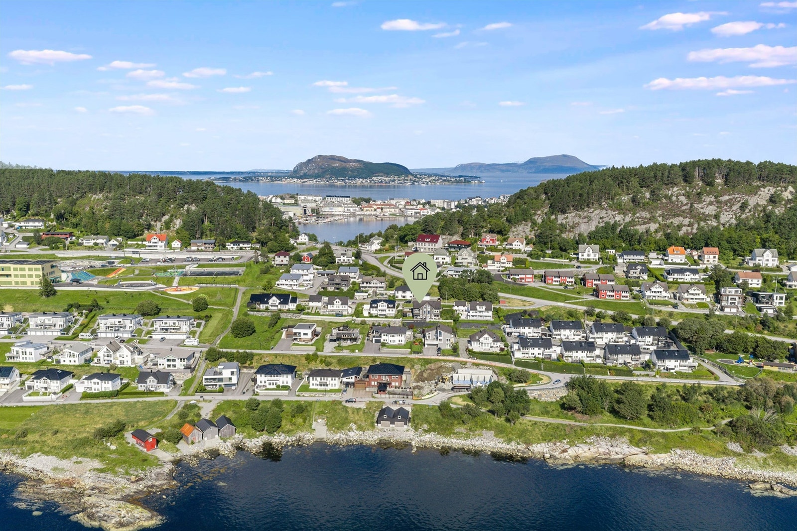 Dronebilde av boligområdet på Hessa syd Galleribilde