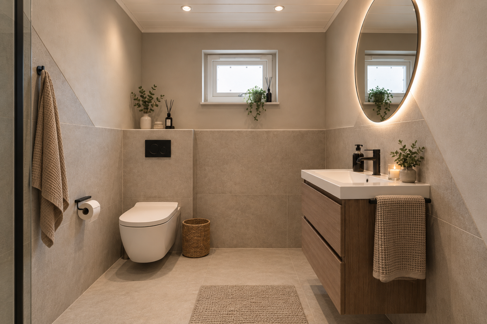 Inspirasjonsbilde av badet innredet med KI. Galleribilde