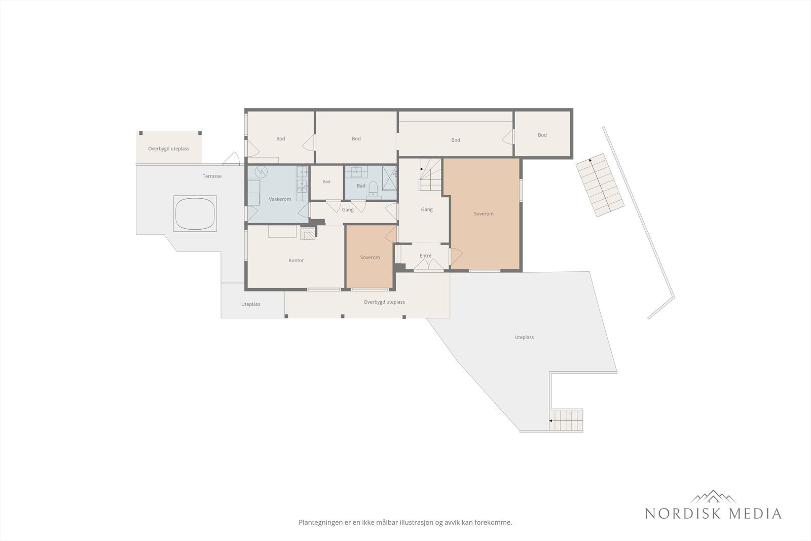 Illustrert plantegning underetasje/kjeller Galleribilde