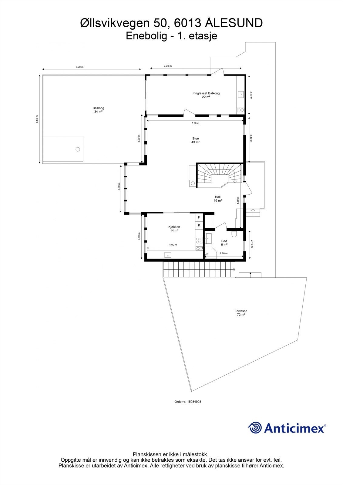 Målsatt plantegning 1. etasje Galleribilde
