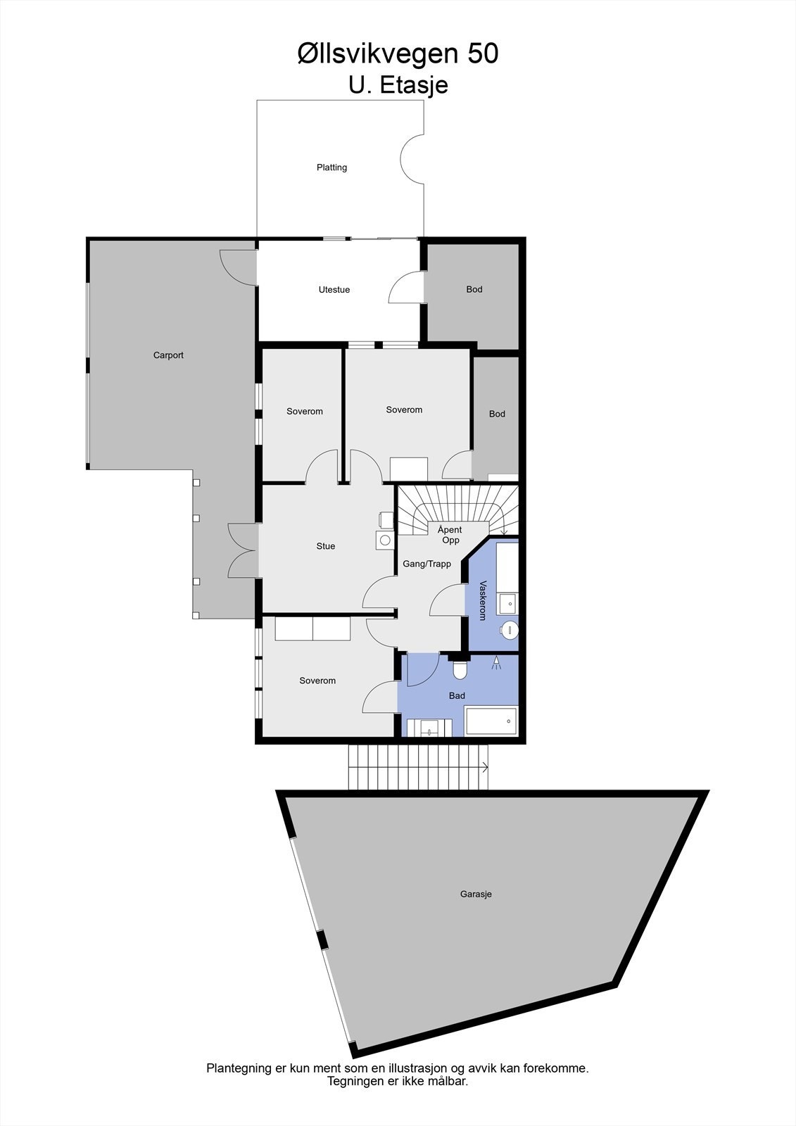 2D plantegning underetasje Galleribilde