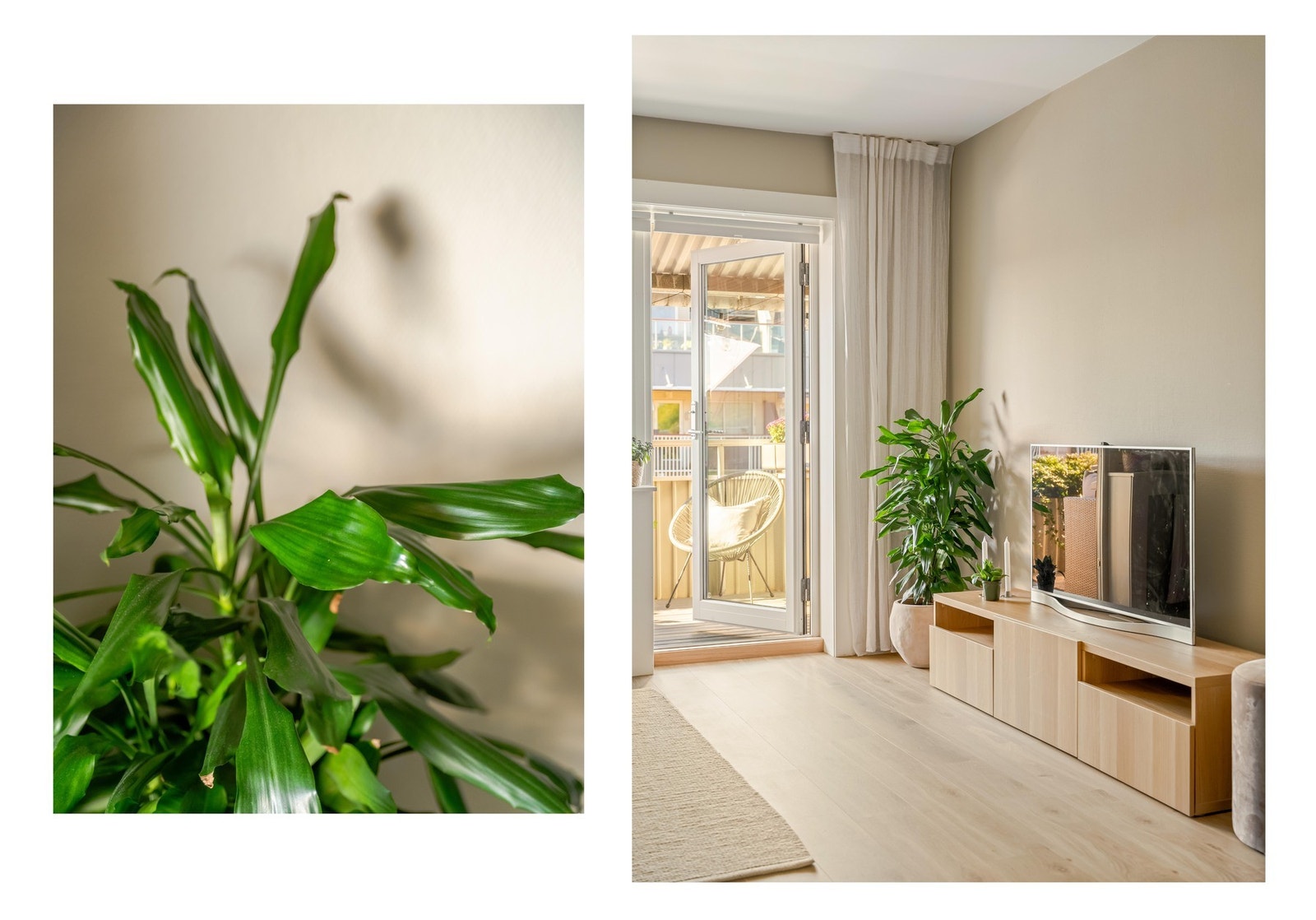 Her har TV-en sin naturlige plassering ovenfor sofaen. Galleribilde