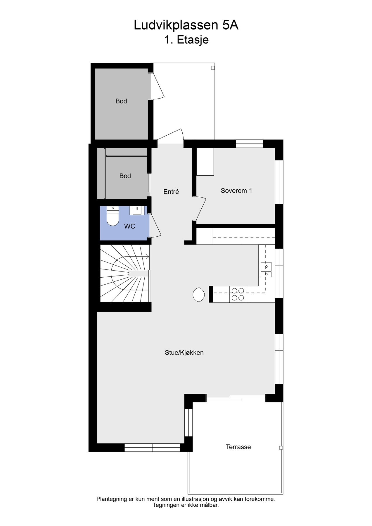 Plantegning hovedetasje (2D). Galleribilde