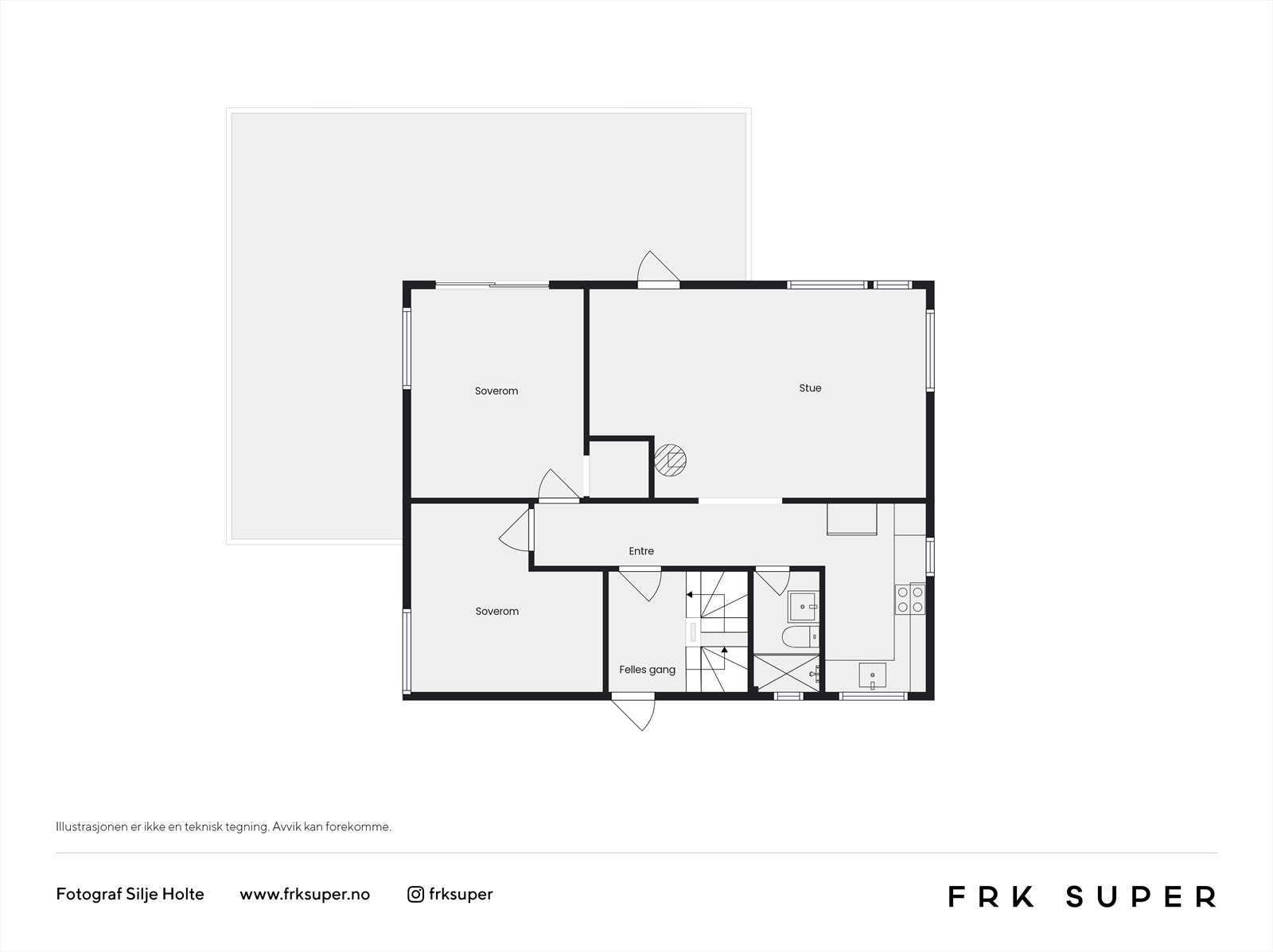 Hovedetasjen er målt til 70 m² BRA-i. Galleribilde