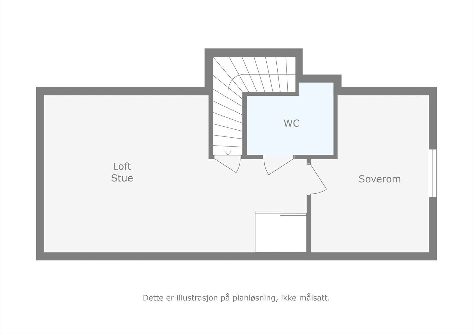 Tredje etasje er målt til 26 m² BRA-i og 35 m² GUA (gulvareal). Galleribilde