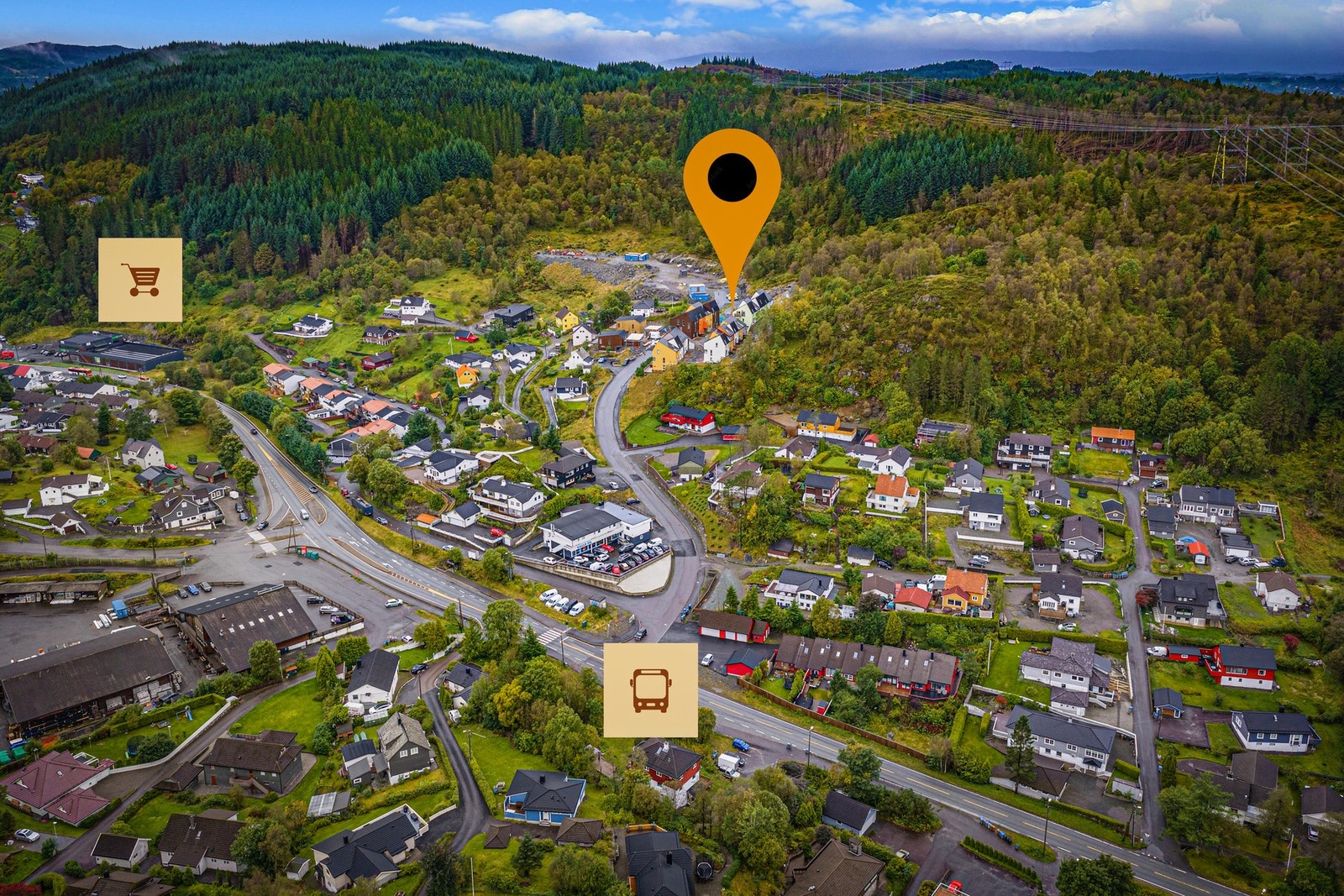 Det er kun 800 meter til Kiwi Valle og 300 meter til nærmeste busstopp. Galleribilde