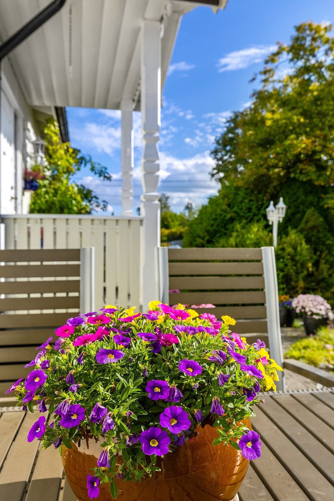 Hyggelig uteområde ved inngangspartiet med plass til beplantning og utemøbler. Galleribilde