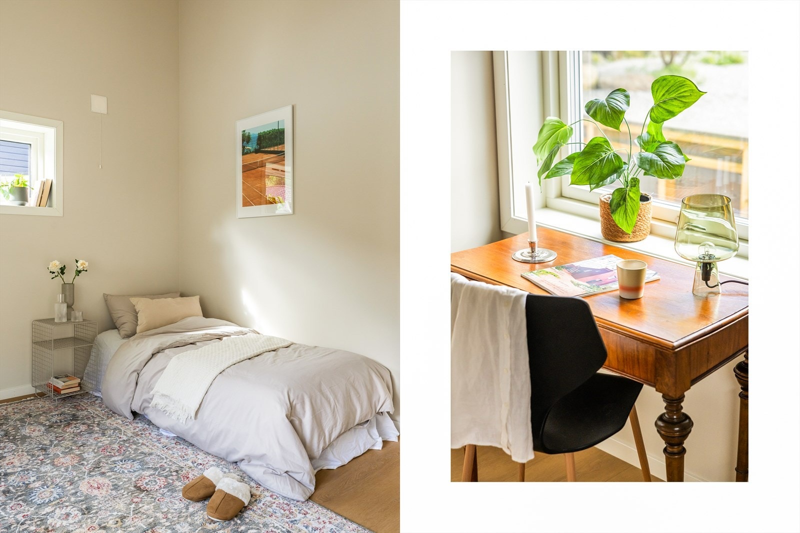 Det første soverommet egner seg godt som gjesterom, barnerom eller hjemmekontor, og gir fleksible bruksmuligheter etter behov. Galleribilde