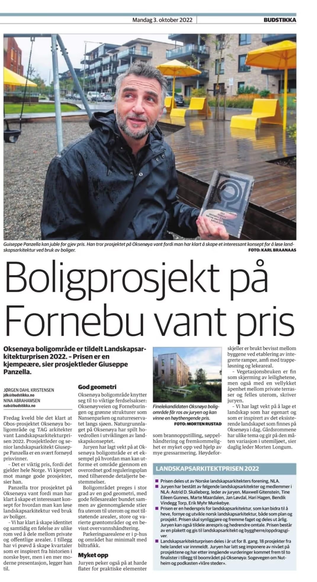 Landskapsarkitekturprisen til boligfeltet Galleribilde