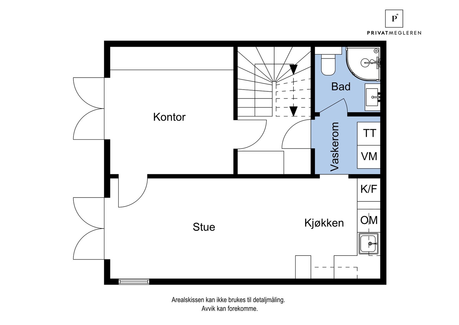 Plantegning underetasje. Det gjøres oppmerksom på at det er avvik på godkjente plantegninger og dagens bruk, ref. opplysninger i salgsoppgaven. Galleribilde