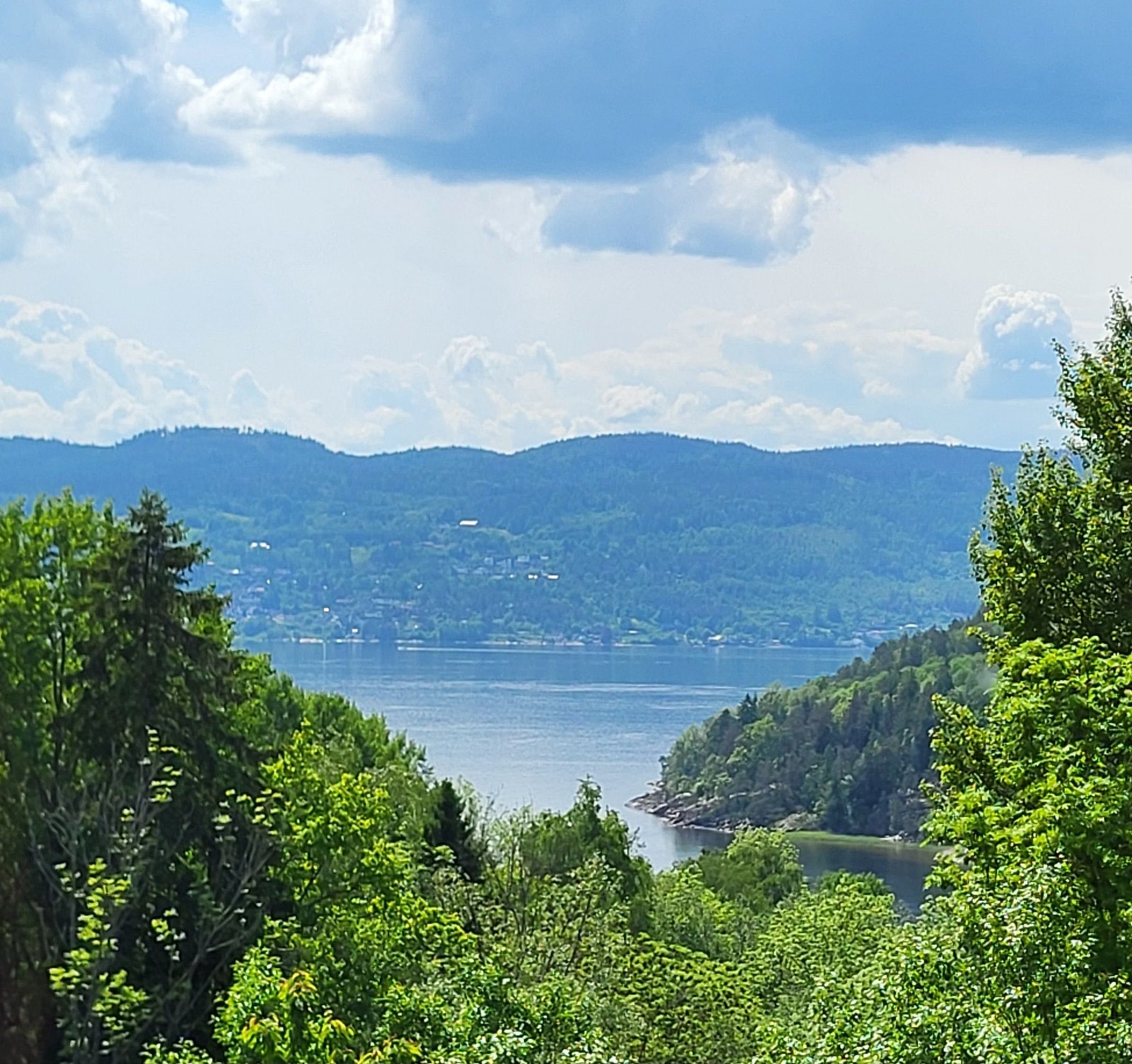 Sommerutsikt Hyggenbukta og Drammensfjorden Galleribilde