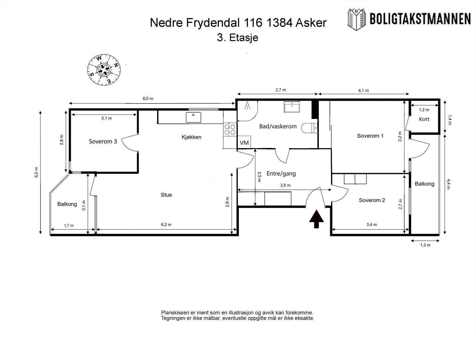 Behov for et ekstra soverom? Her kan en del av stuen bli til soverom nr. 3 - en fleksibel løsning, se alternativ plantegning. Galleribilde