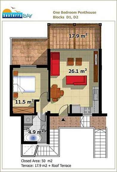 One Bedroom Penthouse Galleribilde