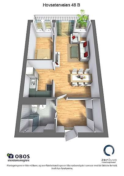 Floorplan letterhead - Hovseterveien 48 B - Hovseterveien 48 B - 3D Floor Plan Galleribilde