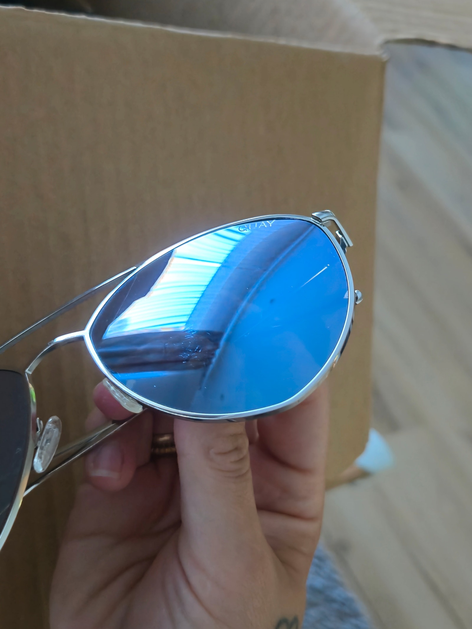 Quay Australia x Jasmine Sanders Indio Silver Frame Blue 