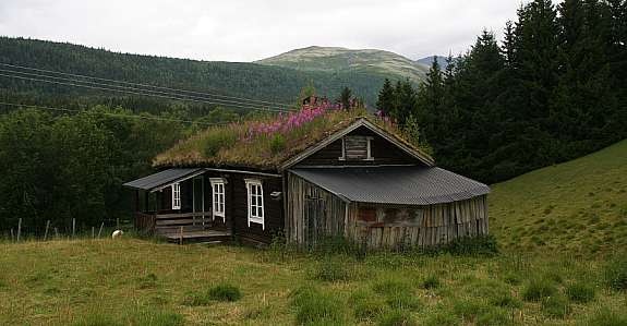 Hytta med utsikt mot nordvest og Tronsfjellet i bakgrunn Galleribilde