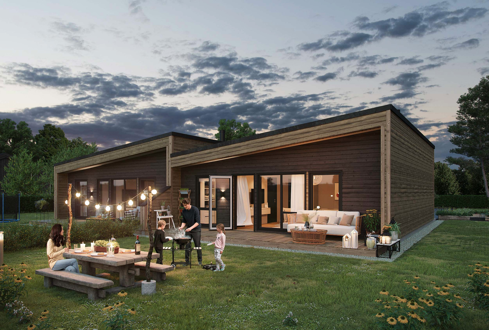 Hyggelig terrasse på baksiden av huset.