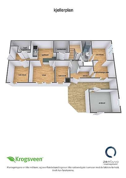 3D plantegning U. etasje Galleribilde