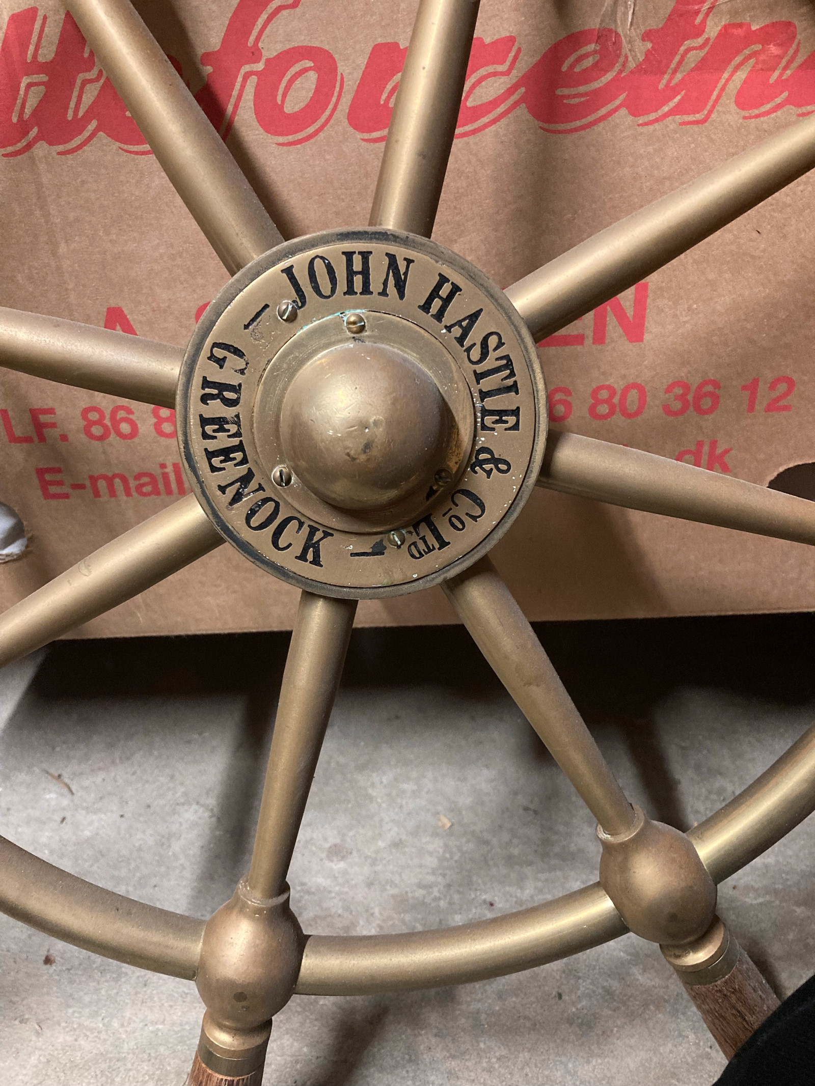 Brass Ship's Wheel “John Hastie & Co., Ltd, Greenock”, with