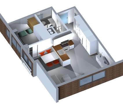 3D modell leilighetstype 2 Galleribilde