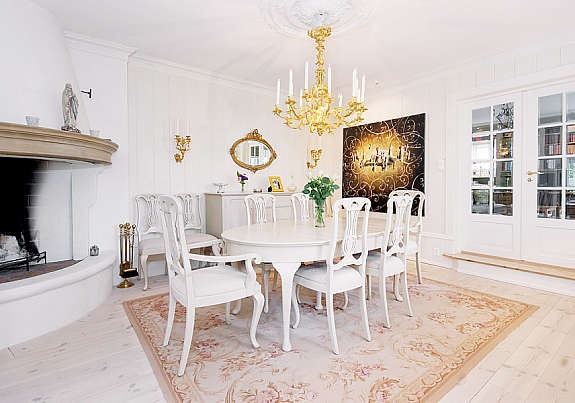 Spisestue med peis Galleribilde