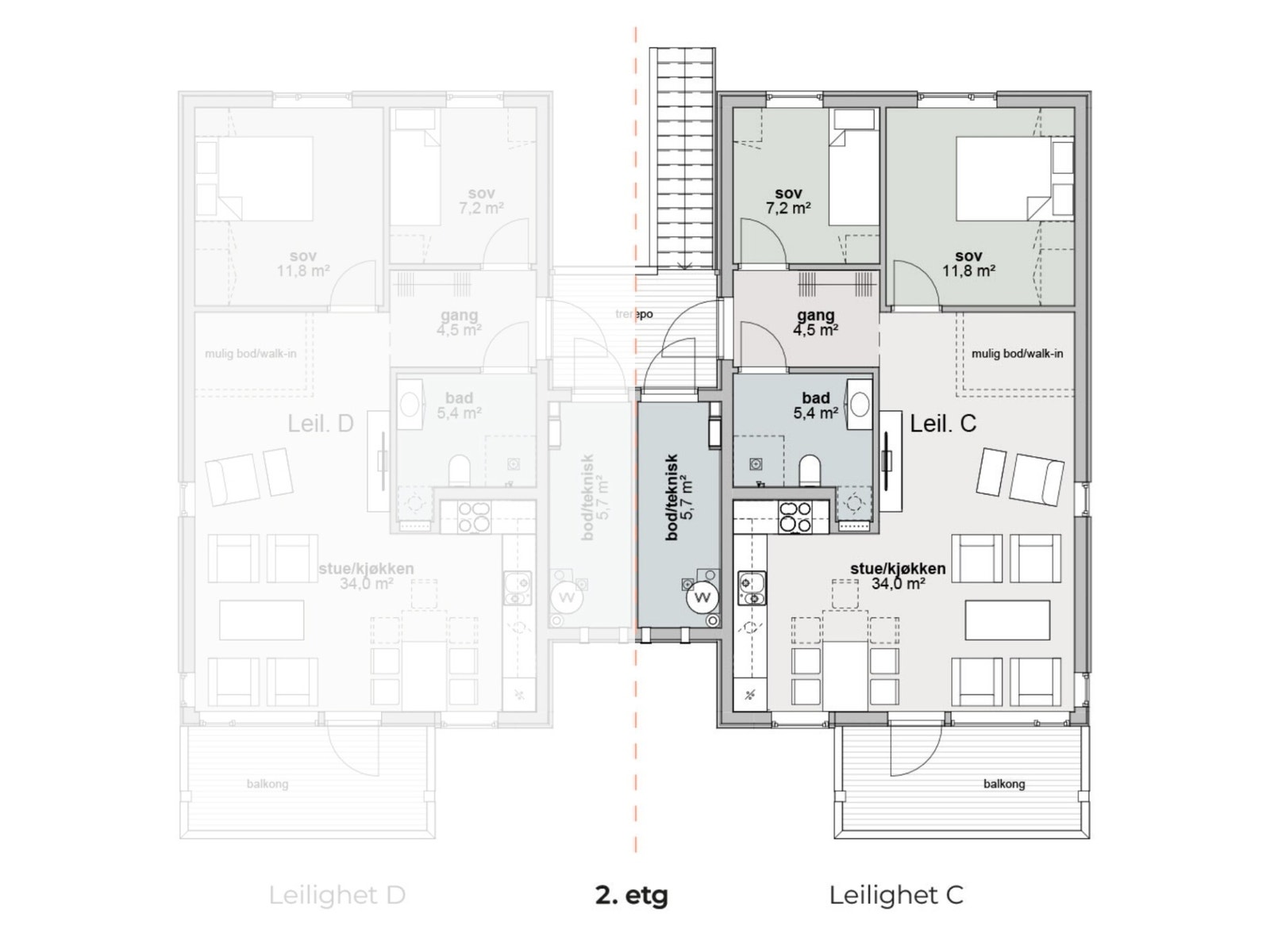 Plantegning leilighet 12