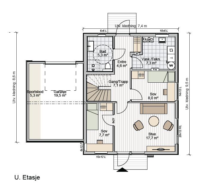 Plantegning 1. etasje | Enebolig