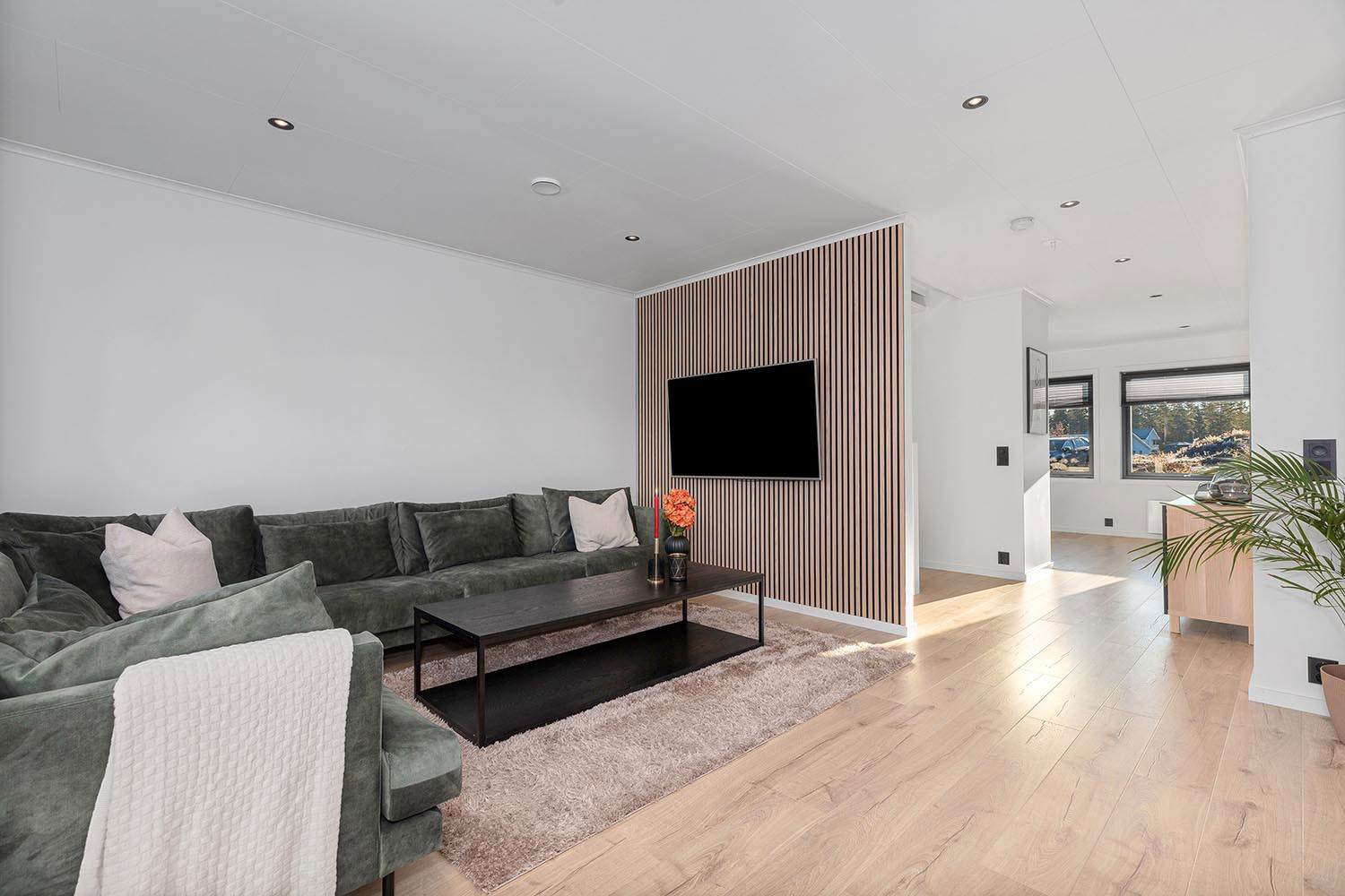 Spilevegg og downlights medfølger ikke.