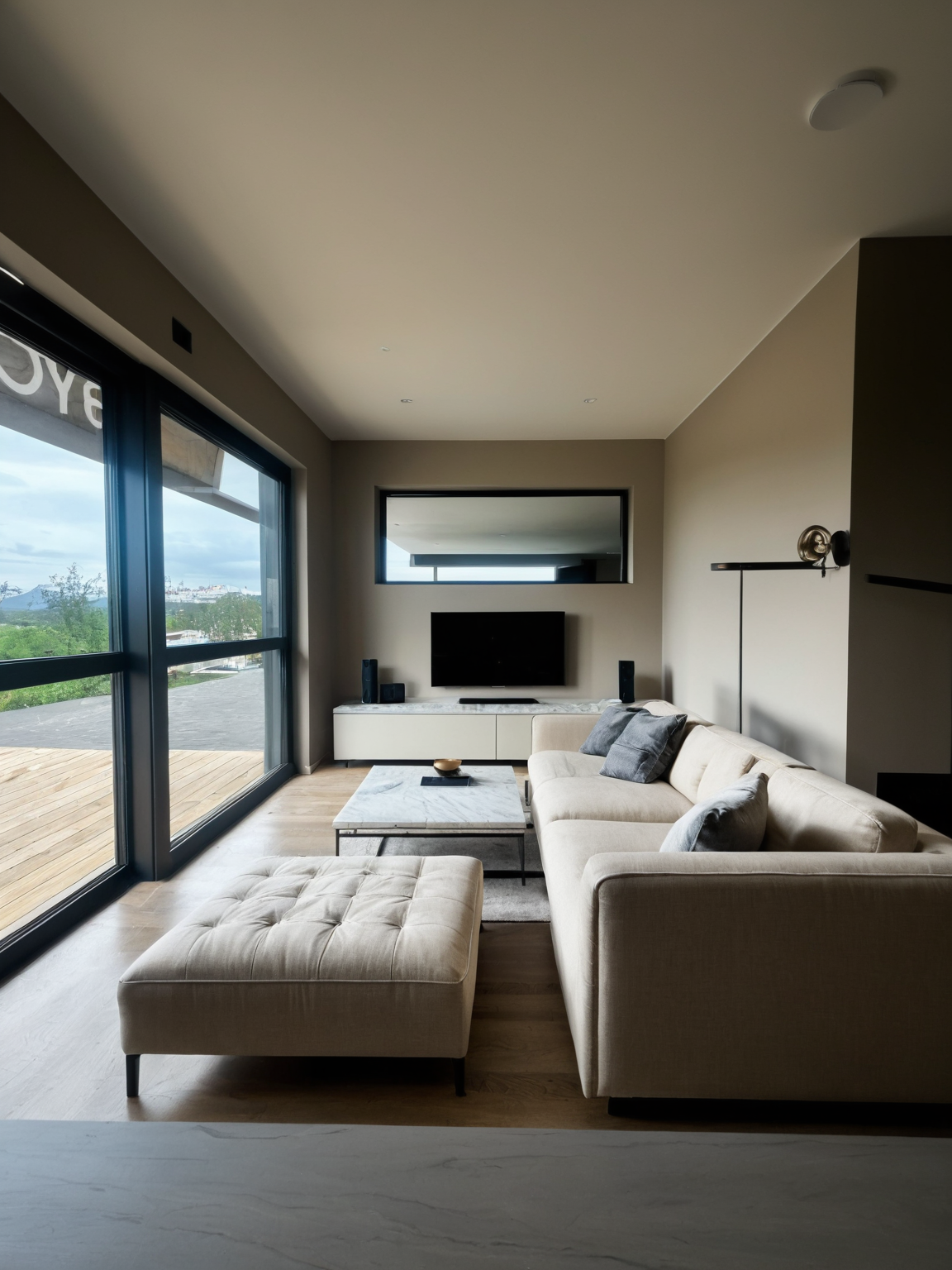 TV-Stue i 1.Etasje med skyvedør ut til terrasse.  Bildet er en illustrasjon, avvik kan forekomme )