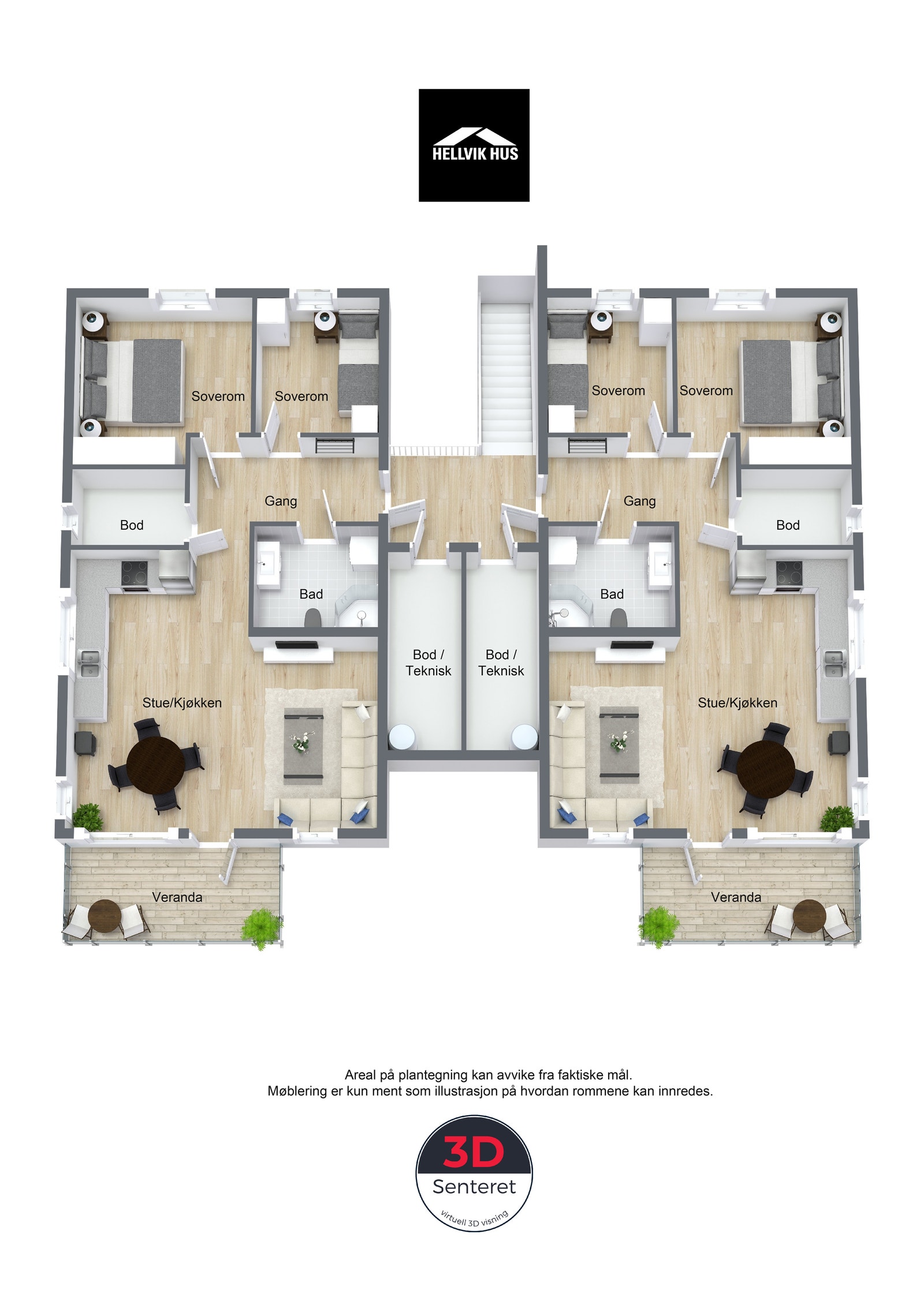 Planløsning leiligheter 2.etg