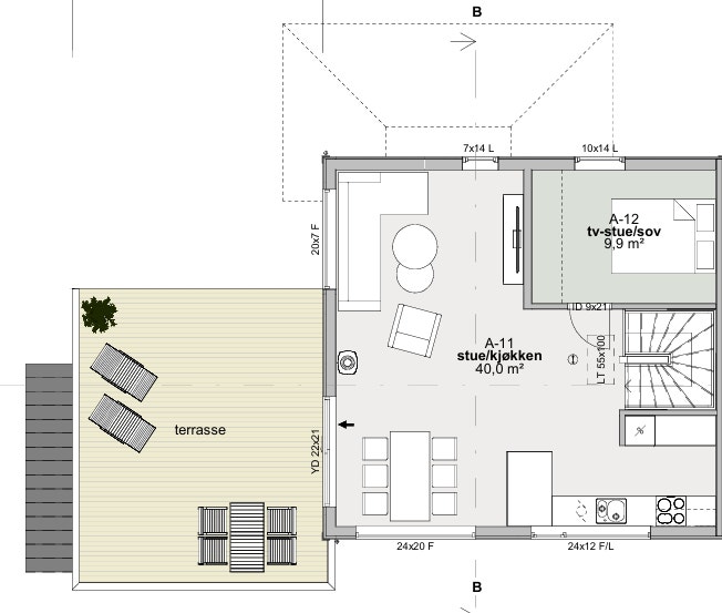 Plantegning 2. etasje Hus A