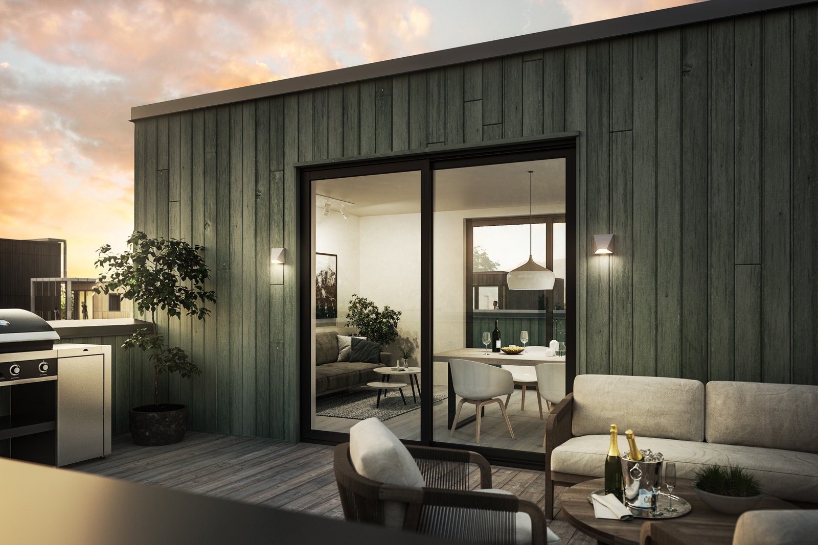 Illustrasjon takterrasse. Kan avvike noe fra faktisk leveranse