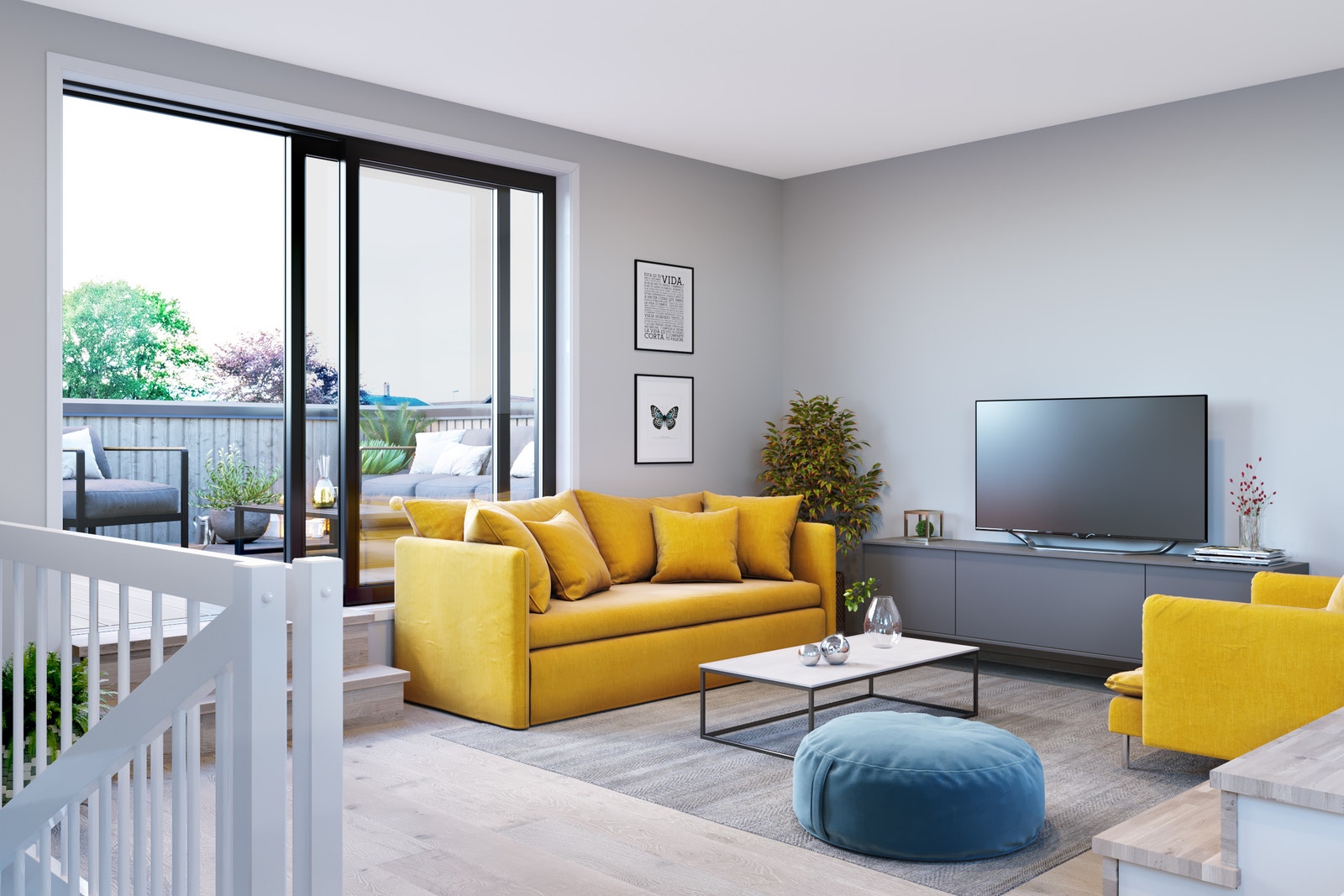 Illustrasjon av loftstue og takterrasse. Kan avvike noe fra faktisk leveranse